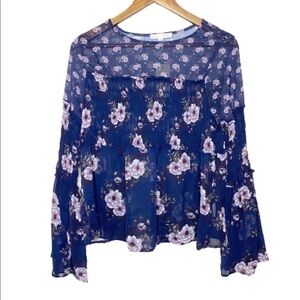 Hint of Mint NWT Floral Smocked Bell Sleeve Blouse